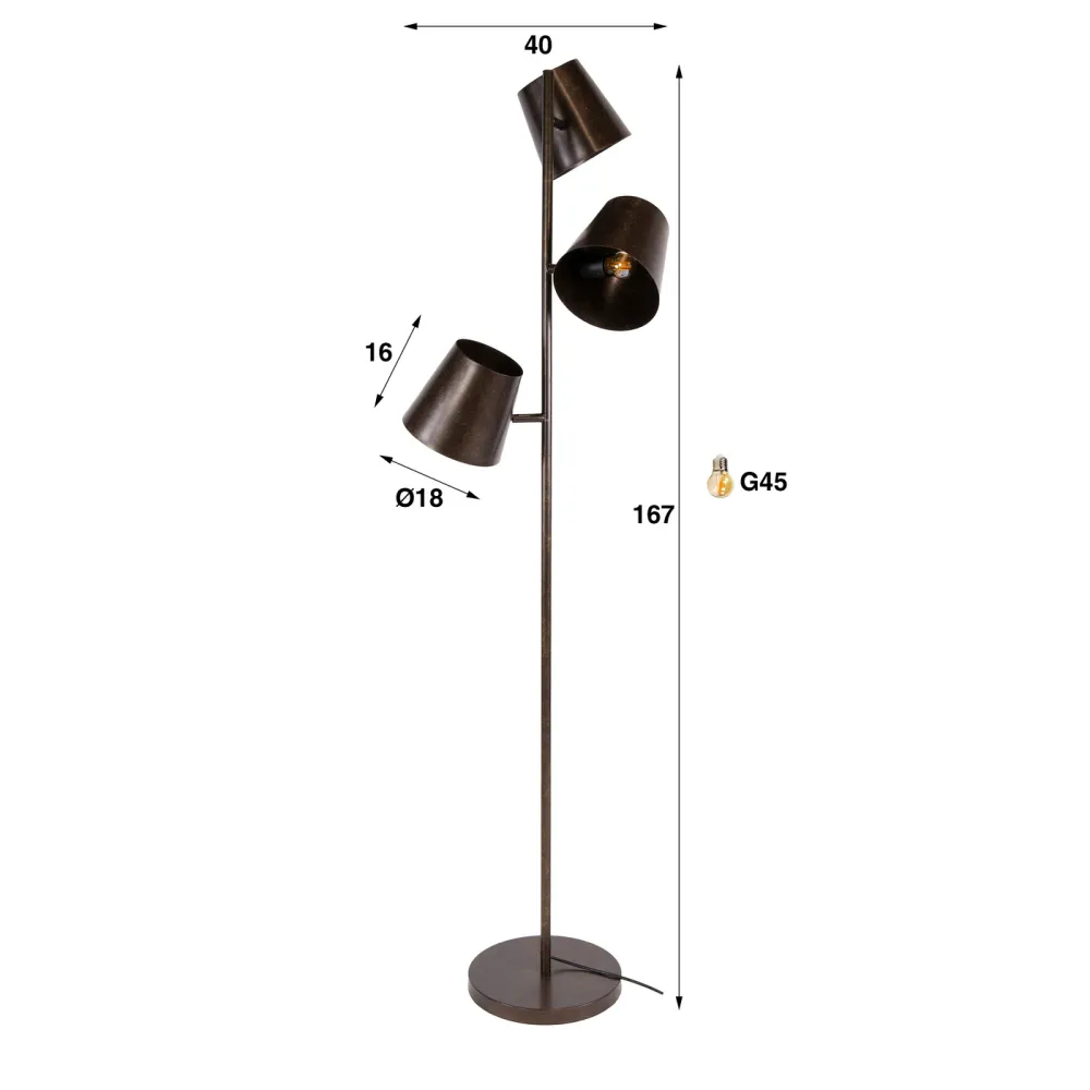 Giga Living Vloerlamp Kinetic - Bruin Metaal - Ø40x165cm Giga Meubel