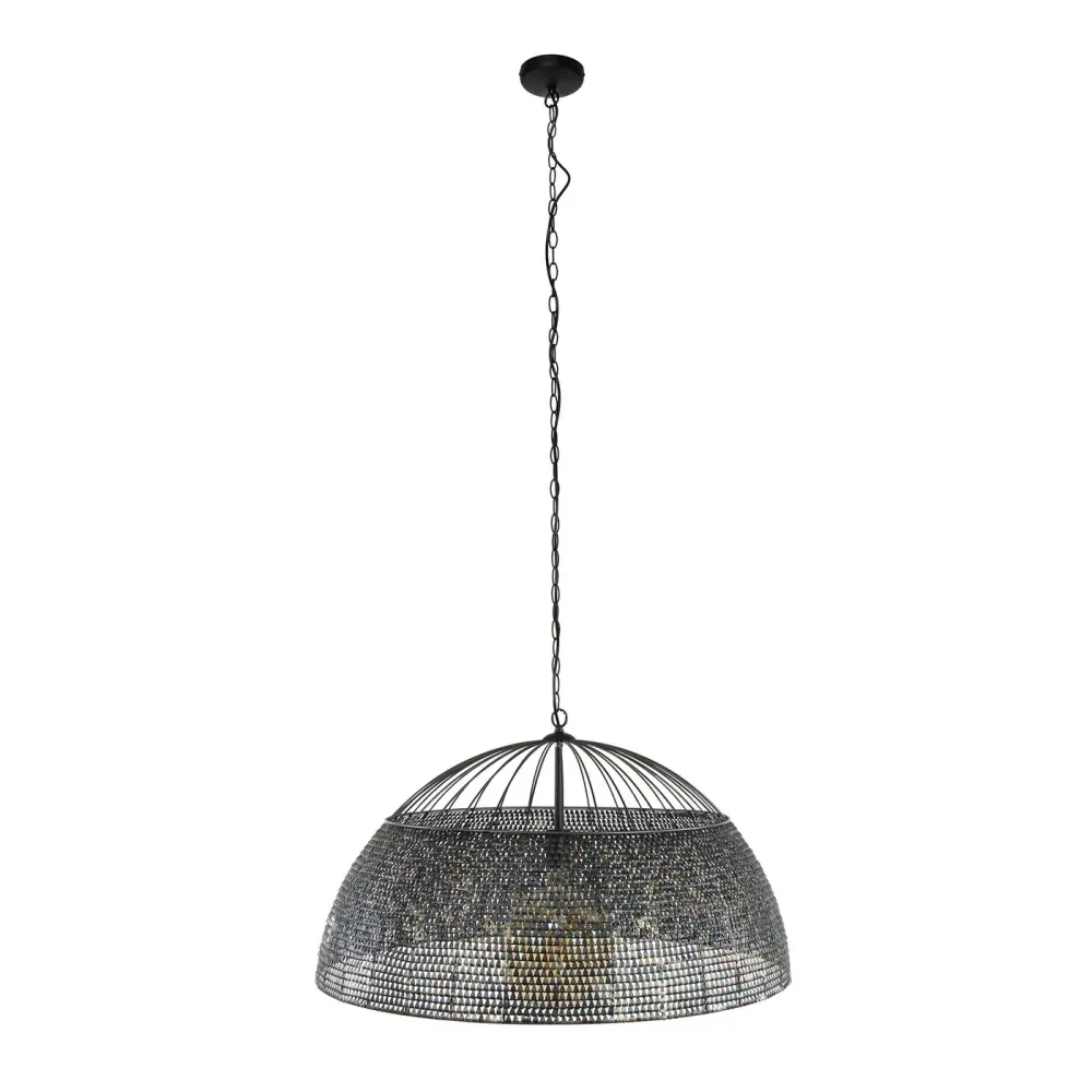 Giga Meubel Hanglamp Armor - Zwart/Bruin - 1-Lichts - Ø80x80cm
