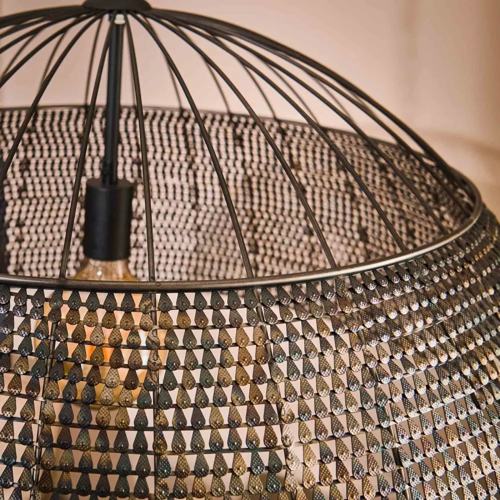 Giga Meubel Hanglamp Armor - Zwart/Bruin - 1-Lichts - Ø80x80cm