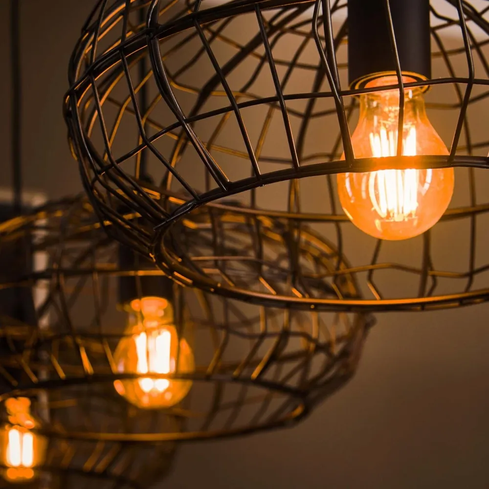 Giga Meubel Hanglamp Connect XL - Zwart/Bruin - 4-Lichts - 150x170x34cm