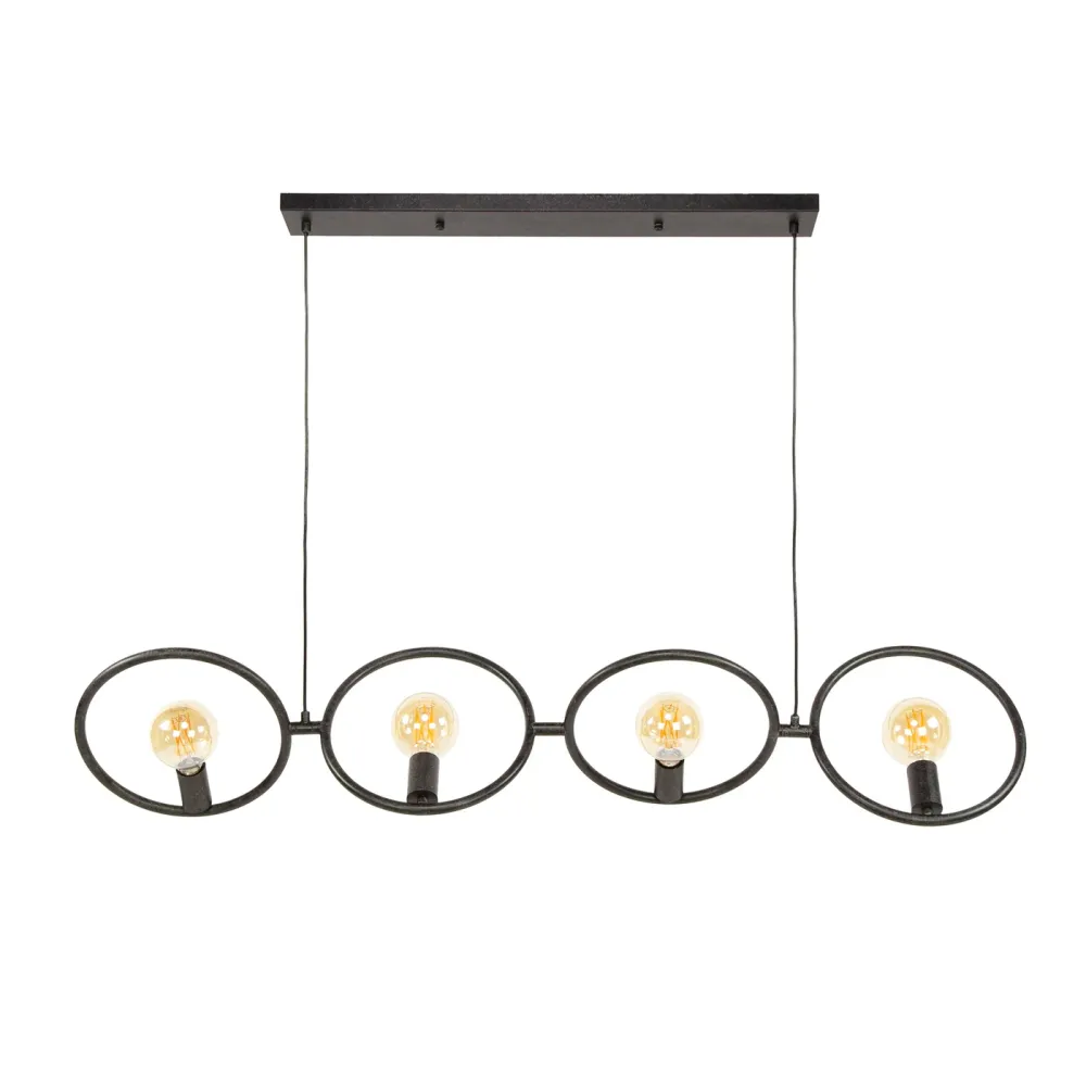 Giga Meubel Hanglamp Loop - Zwart Metaal - 4-Lichts - 30x130x150cm