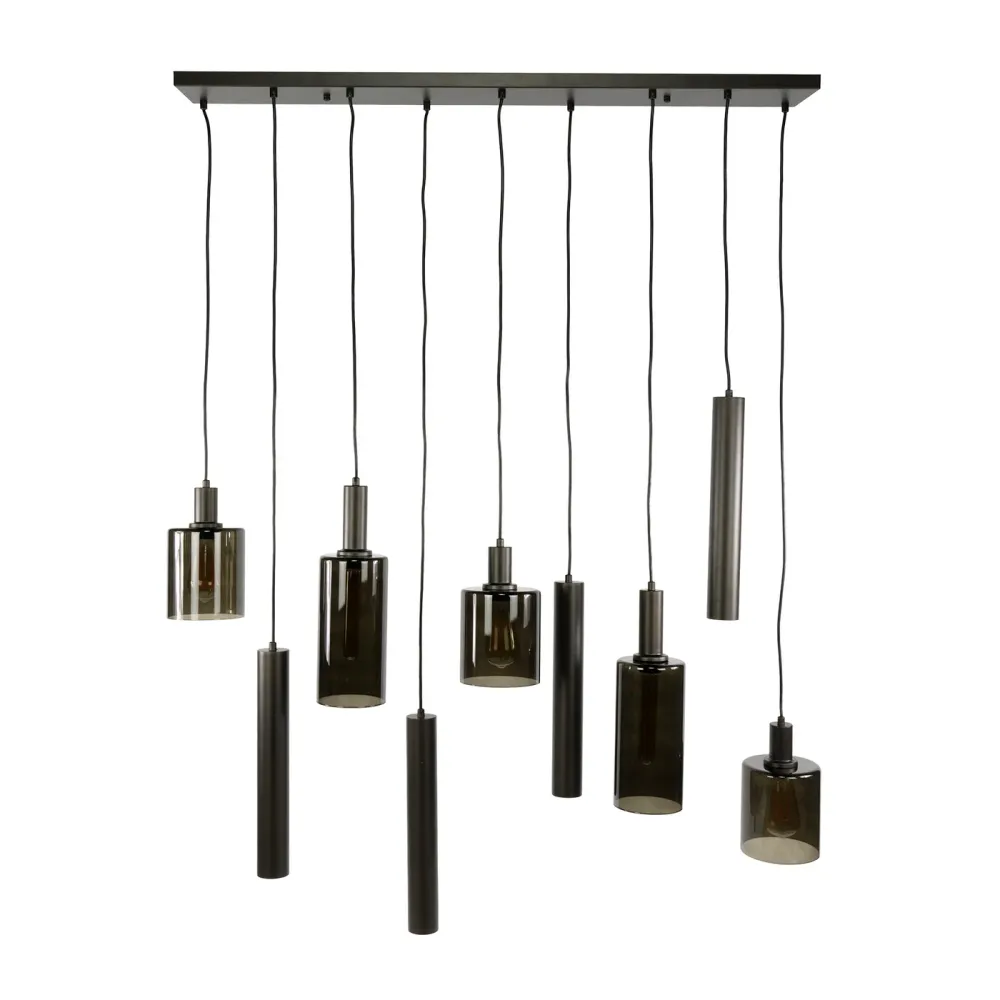 Giga Meubel Hanglamp Sepiora - Bruin - 9-Lichts - 116x22x150cm