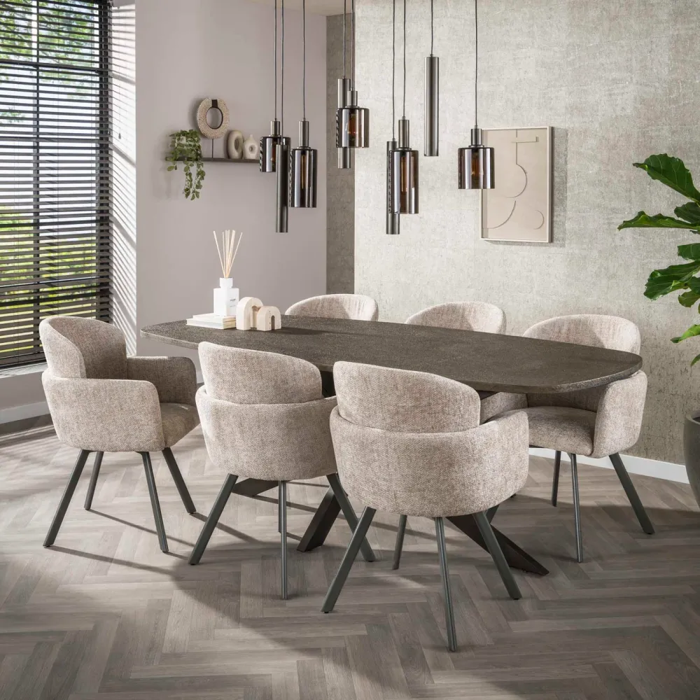 Giga Meubel Hanglamp Sepiora - Bruin - 9-Lichts - 116x22x150cm