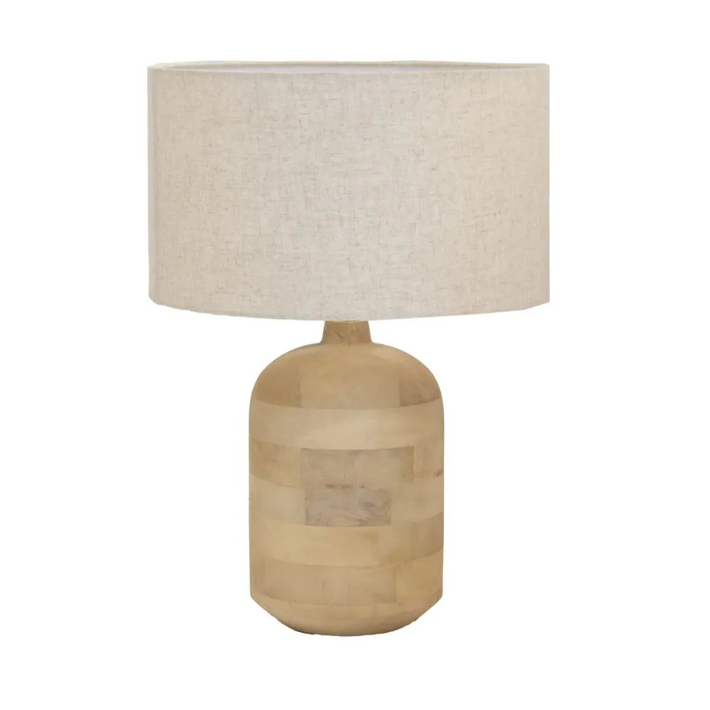 Giga Meubel Tafellamp Francis - Naturel - Mangohout - 55cm