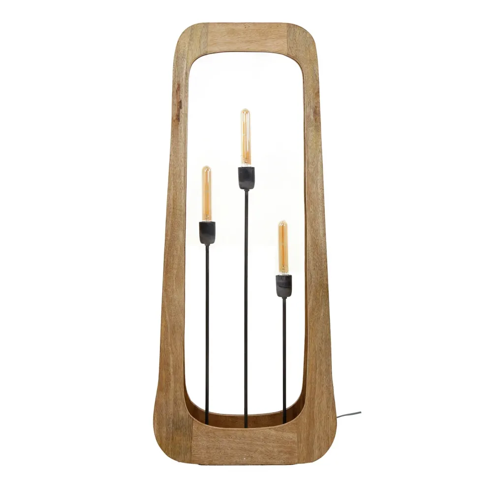 Giga Meubel Vloerlamp Bray - Mangohout Naturel - 3-Lichts - 50x14x120cm