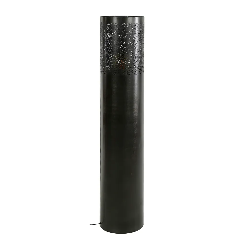 Giga Meubel Vloerlamp Cilinder - Zwart Nikkel - 120x25x25cm