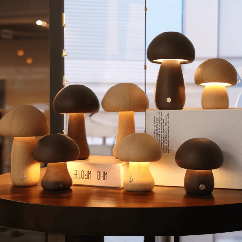Houten Paddenstoel LED Nachtlampje Glowblend