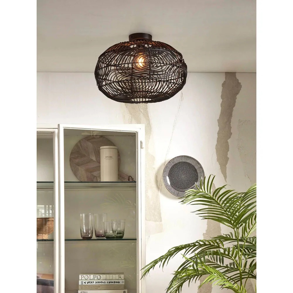 GOOD&MOJO plafonnière Madeira - zwart - Ø48cm GOOD & MOJO