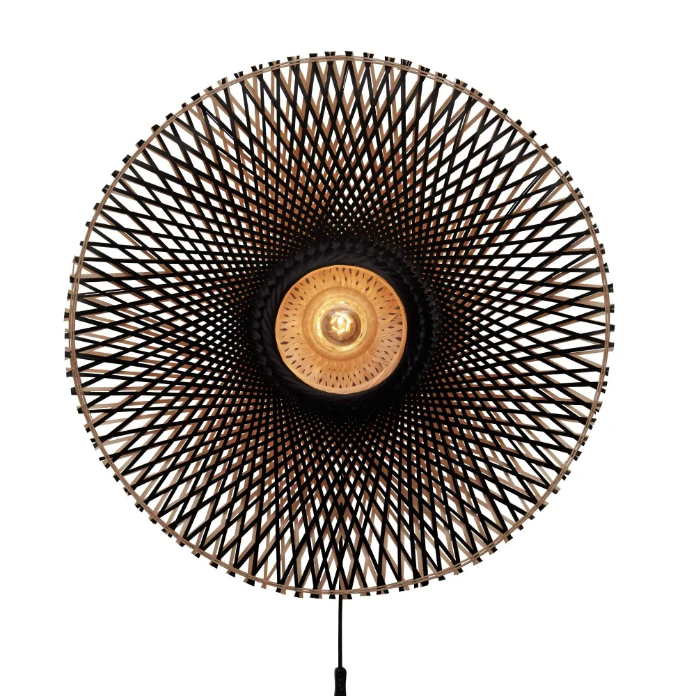 GOOD&MOJO wandlamp Kalimantan - zwart - Ø30cm GOOD & MOJO