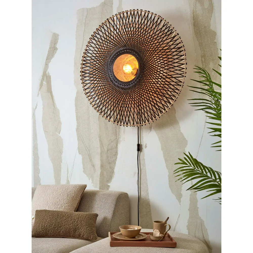 GOOD&MOJO wandlamp Kalimantan - zwart - Ø30cm GOOD & MOJO