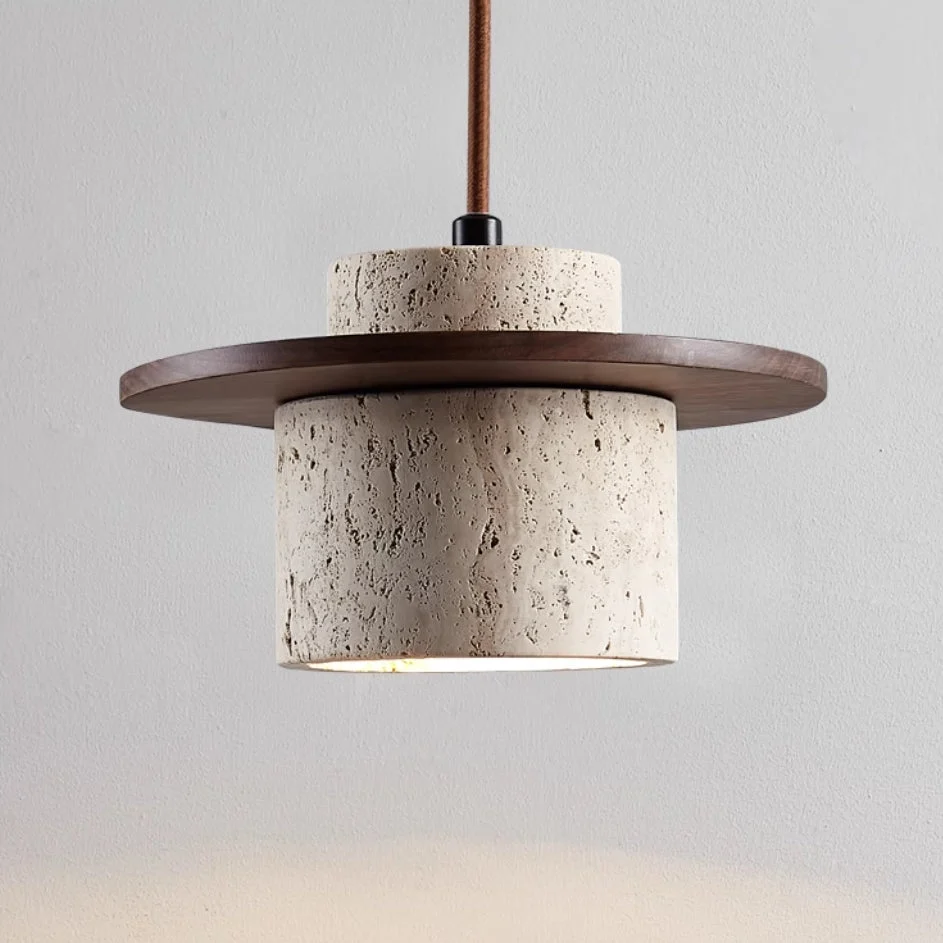 Hanglamp Eettafel LED van Travertin en Hout