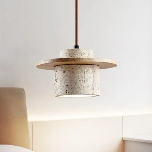 Hanglamp Eettafel LED van Travertin en Hout