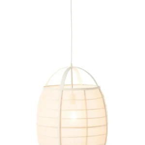 Hanglamp Ion Linnen/Bamboe Wit Groot