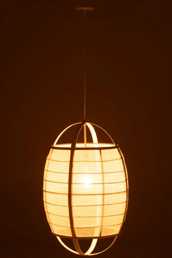 Hanglamp Ion Linnen/Bamboe Wit Groot