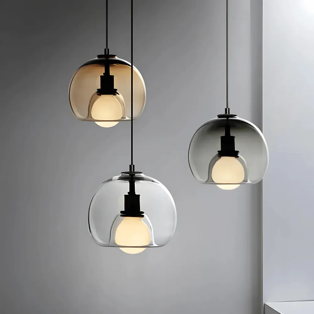 Hanglamp met Bolvormig Handgeblazen Glas
