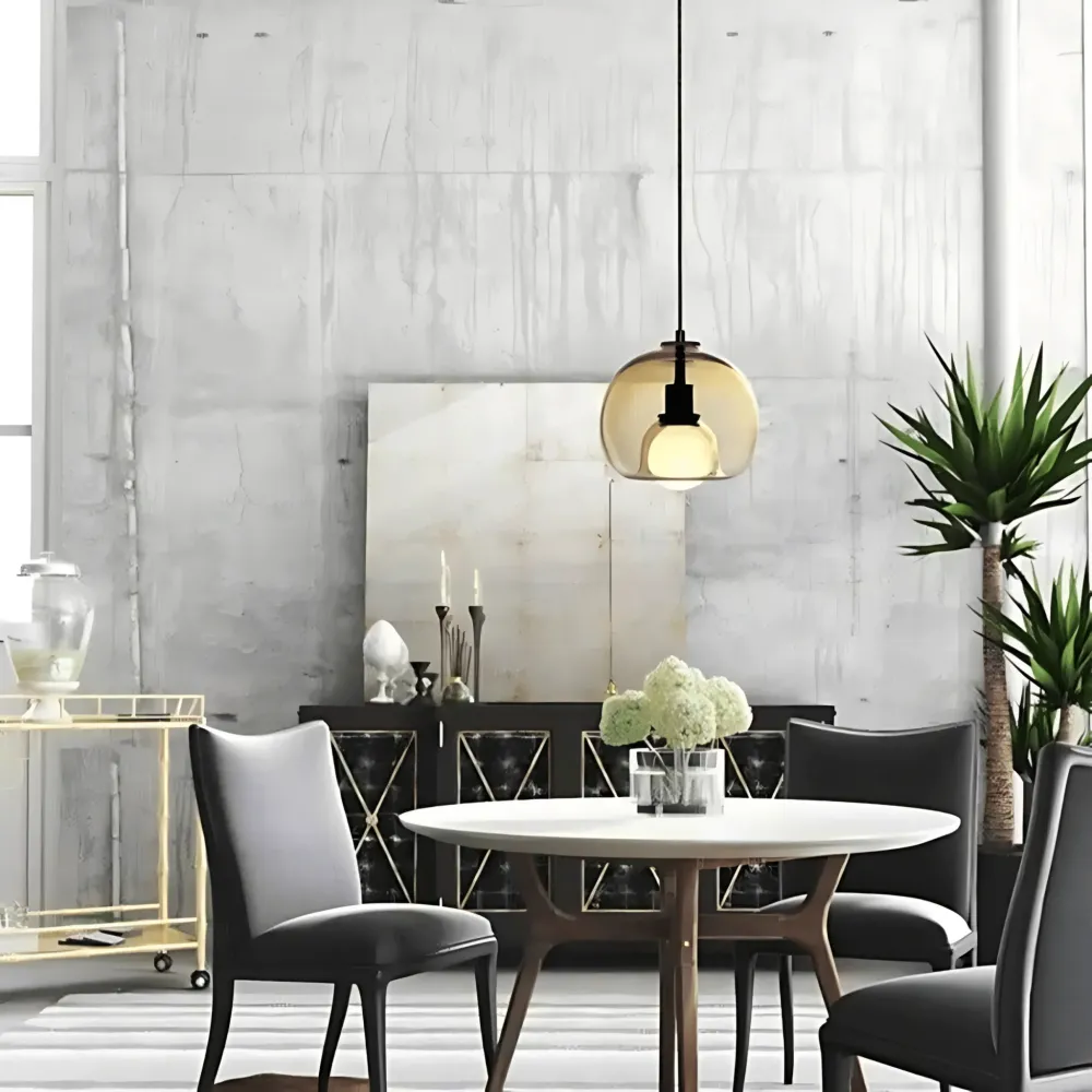 Hanglamp met Bolvormig Handgeblazen Glas