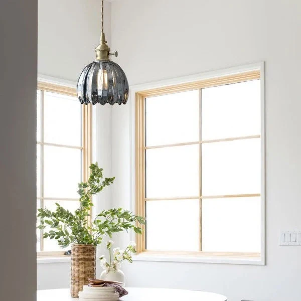 Hanglamp met Geribbeld Glas - Retro Stijl