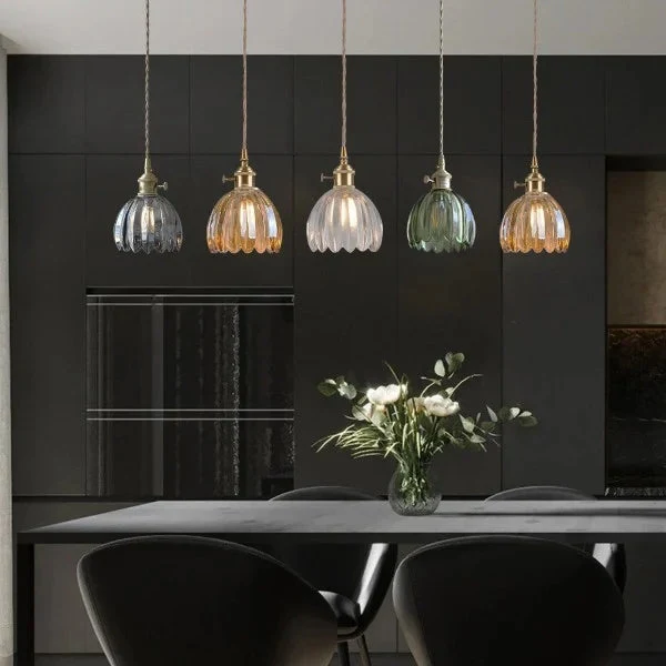 Hanglamp met Geribbeld Glas - Retro Stijl