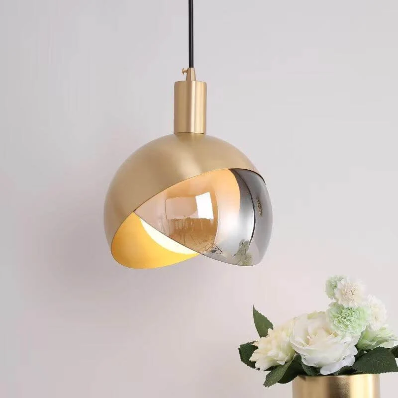Hanglamp - Rokerig Glas & Goud