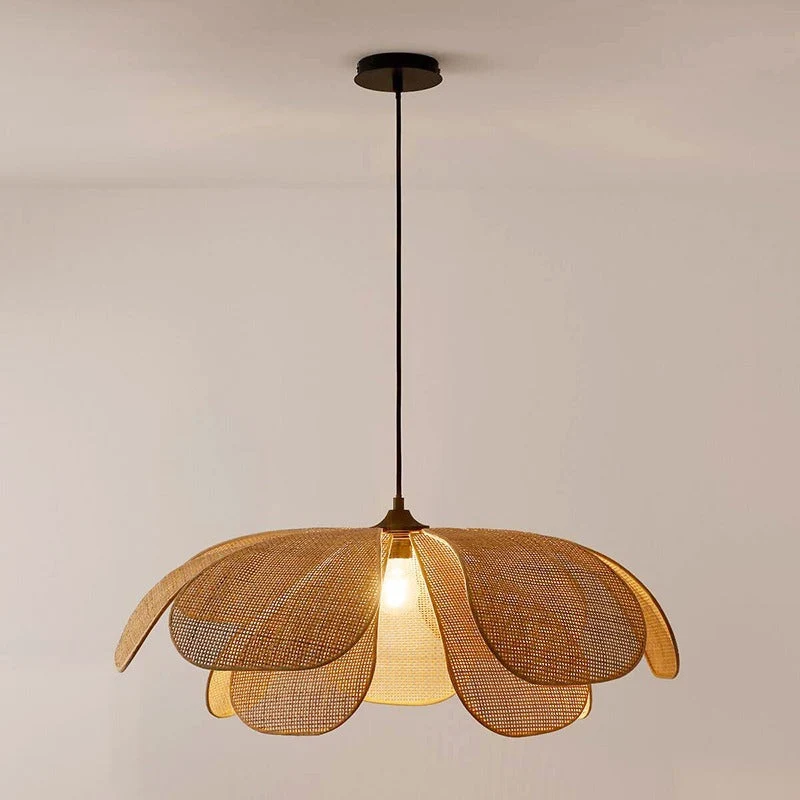 Hanglamp Scandinavisch Bloemvorm Gewoven Bamboe Eettafel