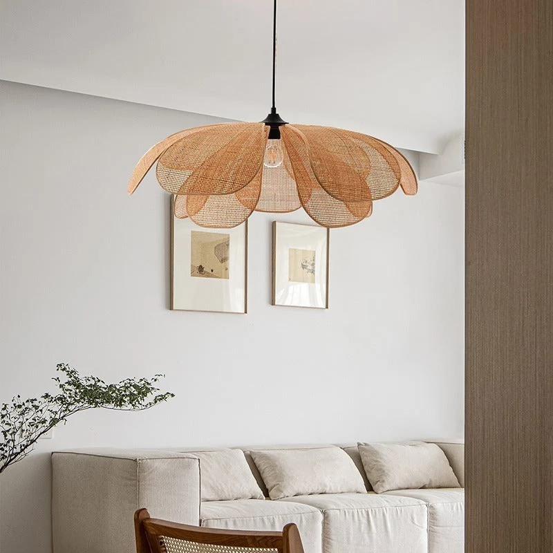 Hanglamp Scandinavisch Bloemvorm Gewoven Bamboe Eettafel