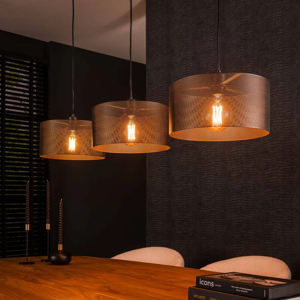 Hanglamp Dario - 3-lichts - Zwart - Mesh Hanglampen
