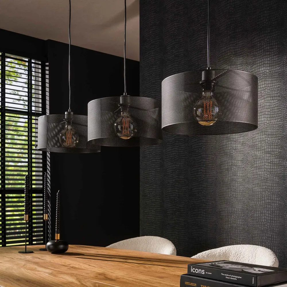 Hanglamp Dario - 3-lichts - Zwart - Mesh Hanglampen
