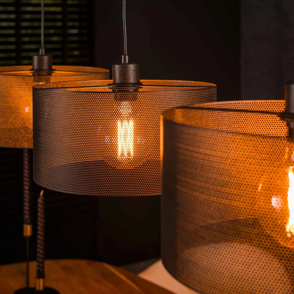 Hanglamp Dario - 3-lichts - Zwart - Mesh Hanglampen