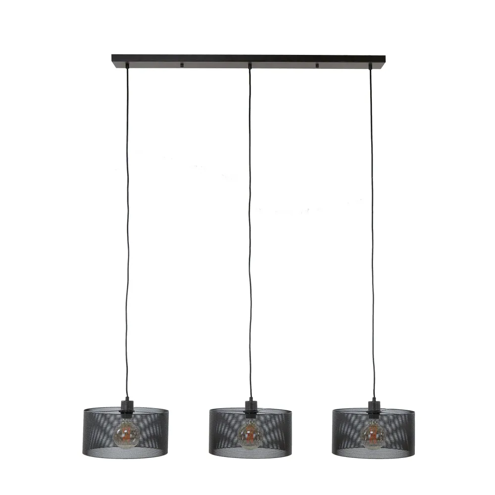 Hanglamp Dario - 3-lichts - Zwart - Mesh Hanglampen