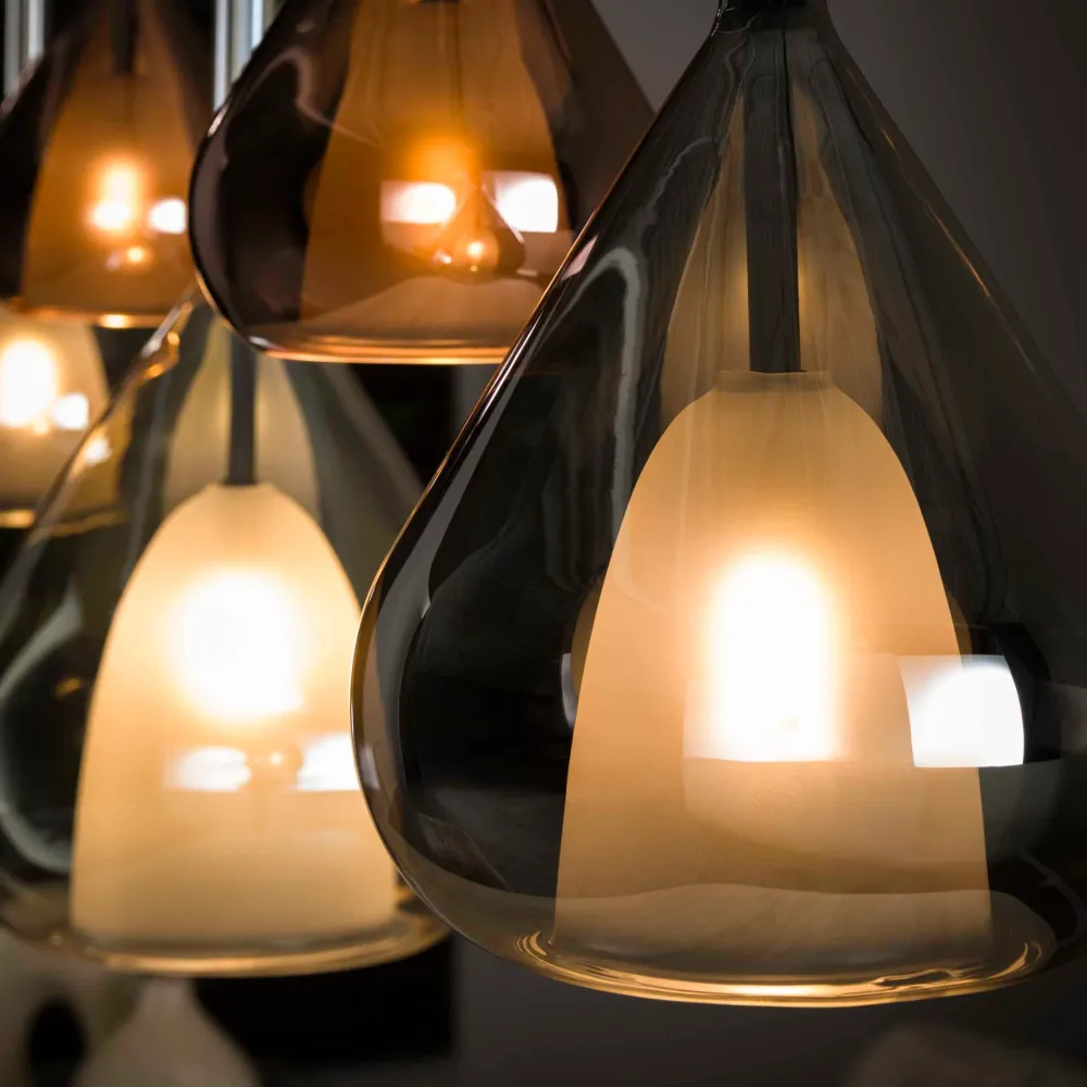 Hanglamp Raindrop - 5-lichts - Amber Mix - Glas Hanglampen