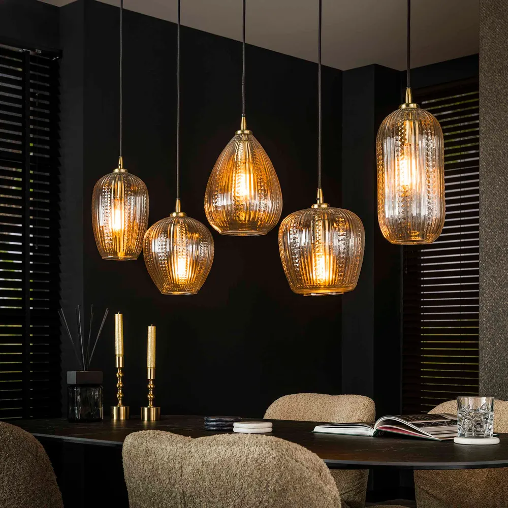 Hanglamp Sela - 5-lichts - Transparant - Glas Hanglampen