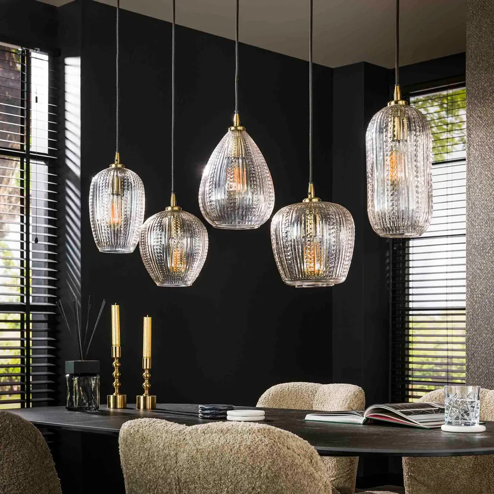 Hanglamp Sela - 5-lichts - Transparant - Glas Hanglampen