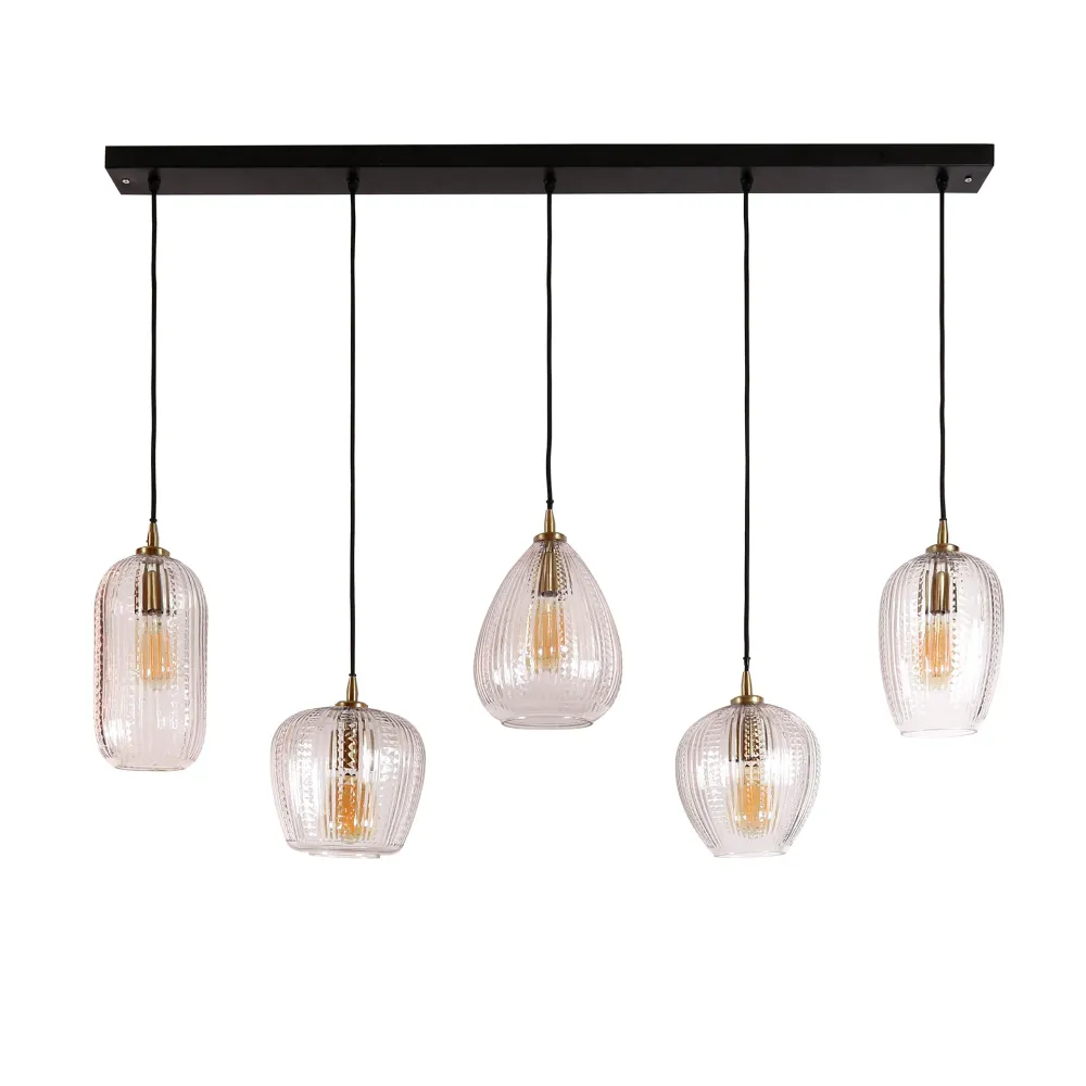 Hanglamp Sela - 5-lichts - Transparant - Glas Hanglampen