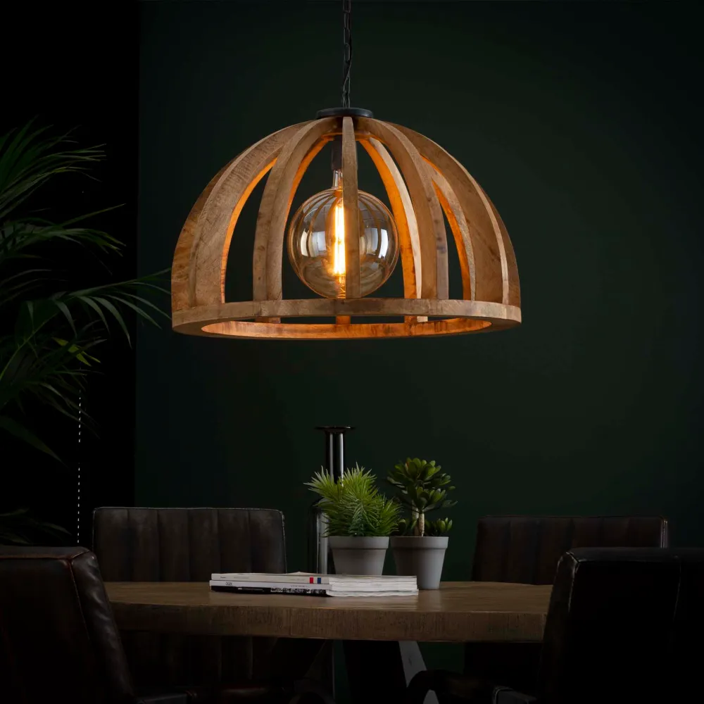 Hanglamp Split - 1-lichts - Lichtbruin - Mangohout Hanglampen