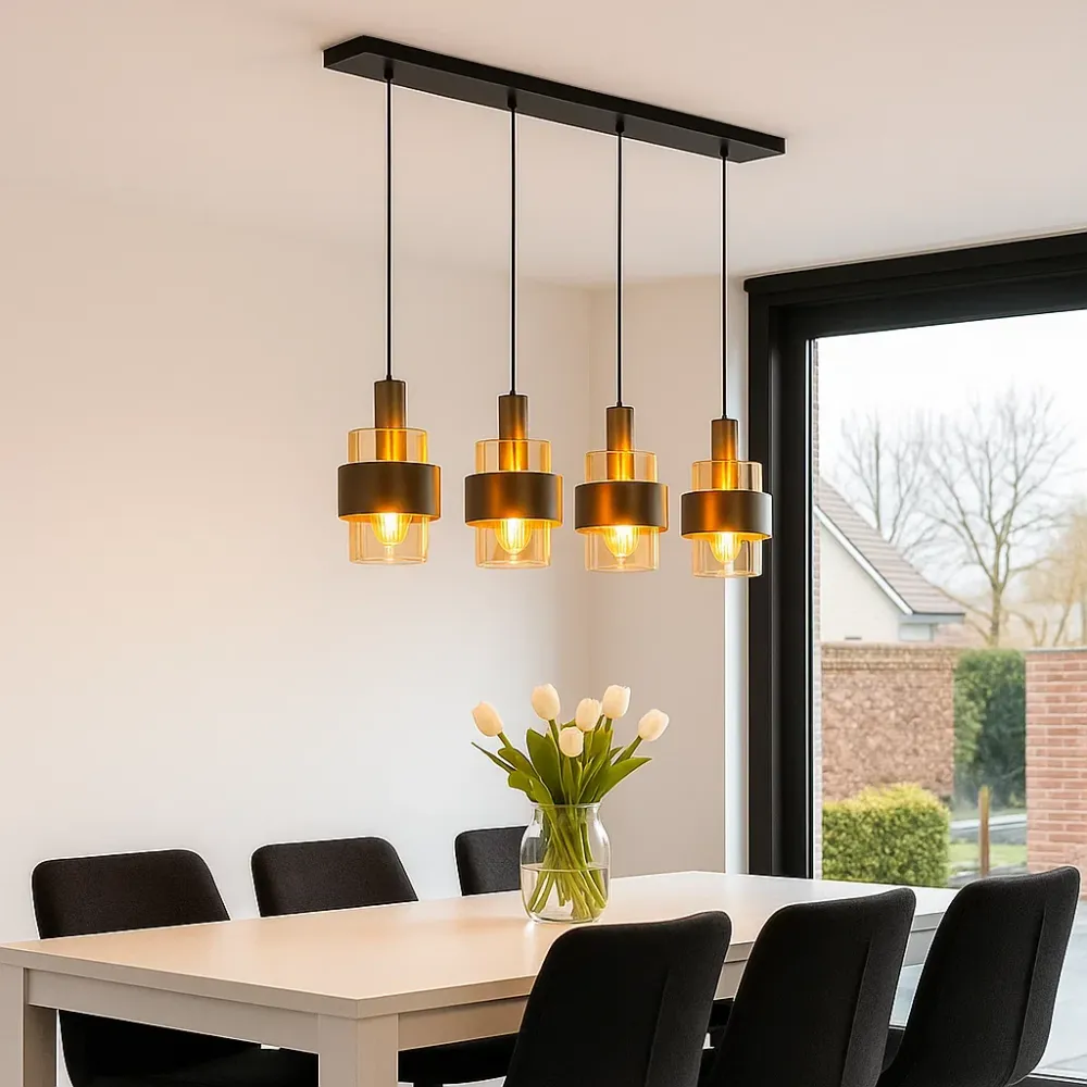 Highlight hanglamp Marrone - 4 lichts - 110 x 150 cm - brons