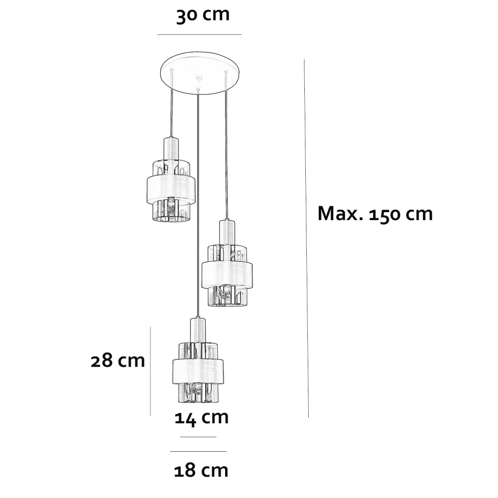 Highlight hanglamp Marrone - 3 lichts - 30 x 150 cm - brons