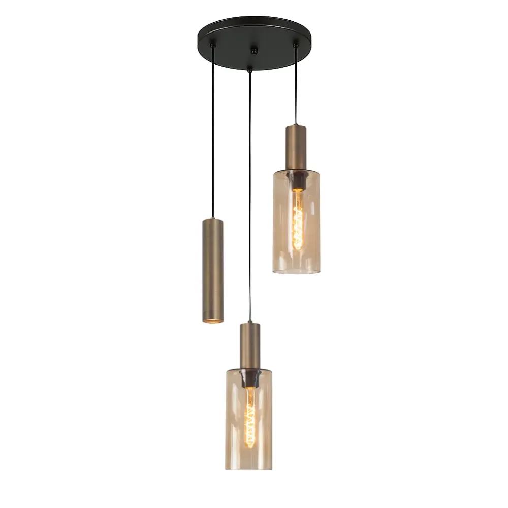 Highlight hanglamp Perugia - 3 lichts - 40 x 160 cm - zwart brons