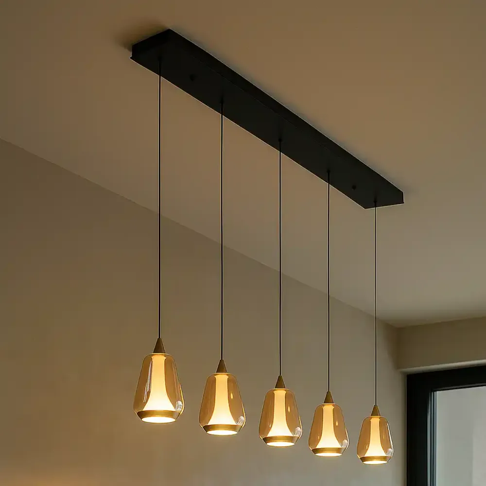 Highlight hanglamp Tromba - 5 lichts - 108 x 155 cm - amber zwart