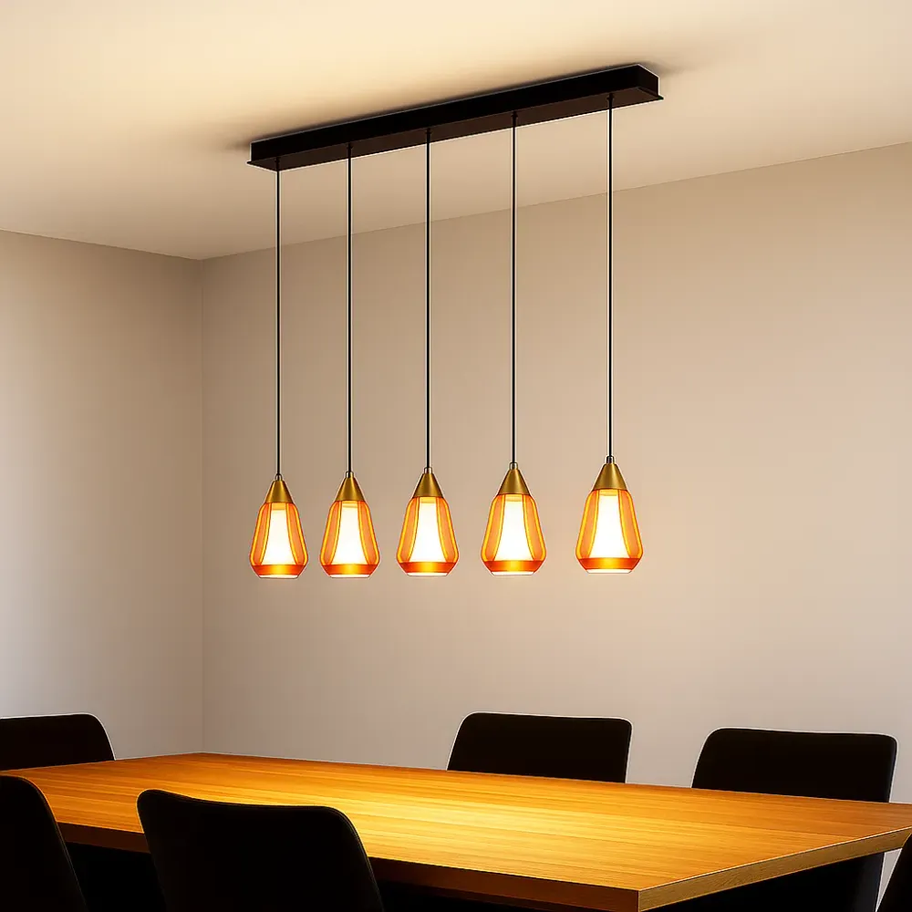 Highlight hanglamp Tromba - 5 lichts - 108 x 155 cm - amber zwart