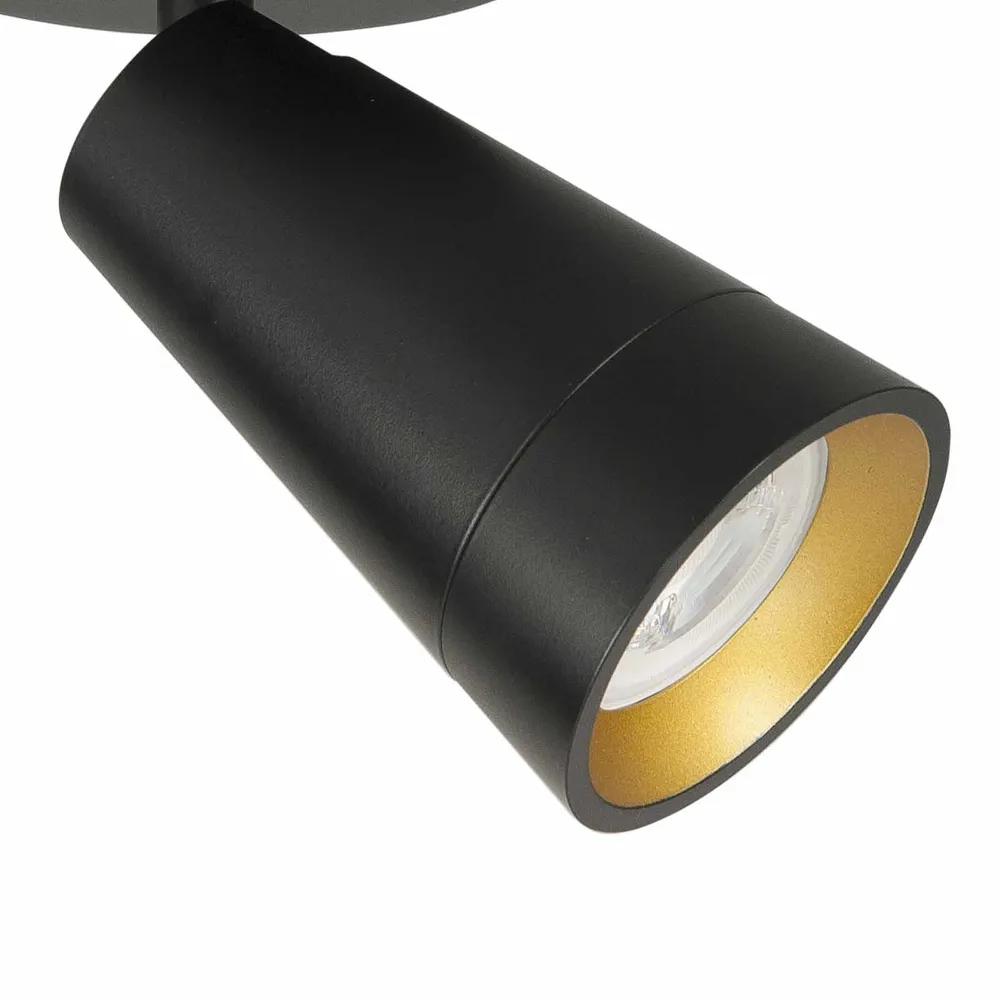 Highlight spot Petunia - 3 lichts - 25 x 13 cm - zwart - goud