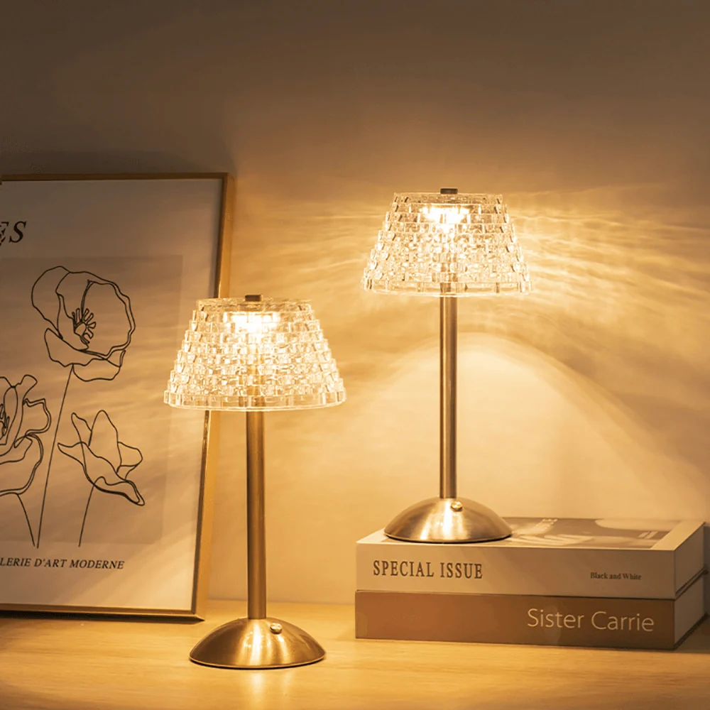 Hotel Chique Tafellamp Draadloos met Aanraakbediening en Plissé Kap