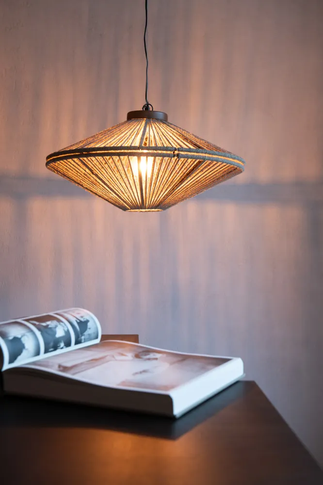 J-Line hanglamp Ovni - ijzer/jute - naturel - small