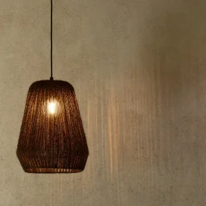 J-Line hanglamp Vlecht - metaal/palm - zwart - small