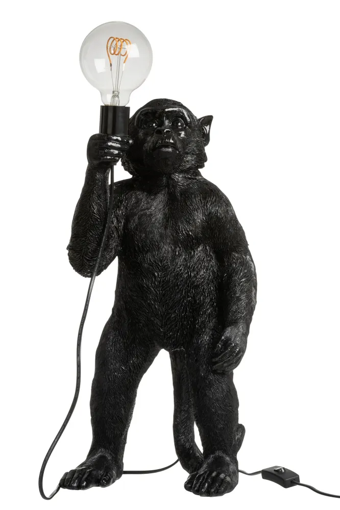 J-Line lamp Aap Staand - polyresin - zwart