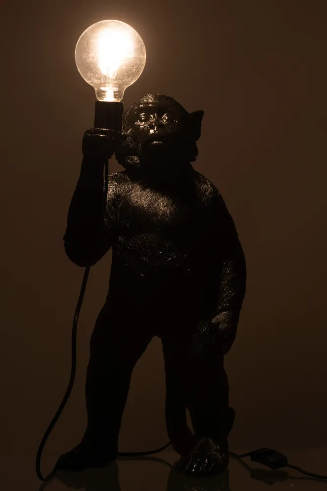 J-Line lamp Aap Staand - polyresin - zwart