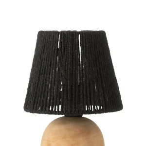 J-Line lamp - hout/metaal - zwart - LED lichtjes