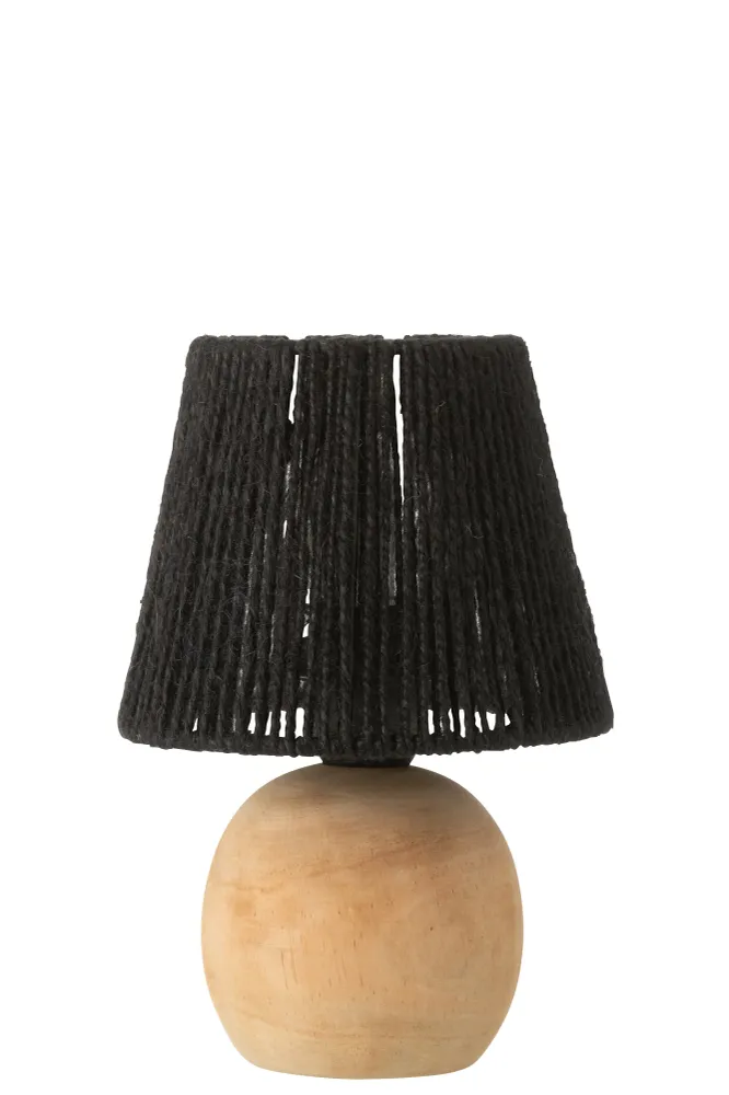 J-Line lamp - hout/metaal - zwart - LED lichtjes