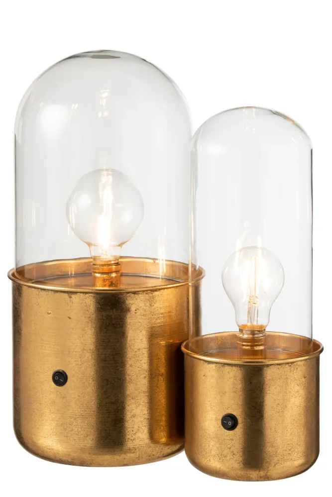 J-Line tafellamp Antiek - glas/zink - goud - large - LED lichtjes