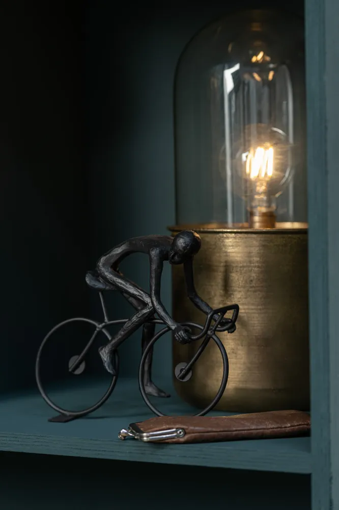 J-Line tafellamp Antiek - glas/zink - goud - large - LED lichtjes