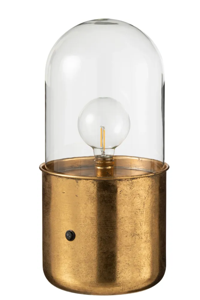 J-Line tafellamp Antiek - glas/zink - goud - large - LED lichtjes
